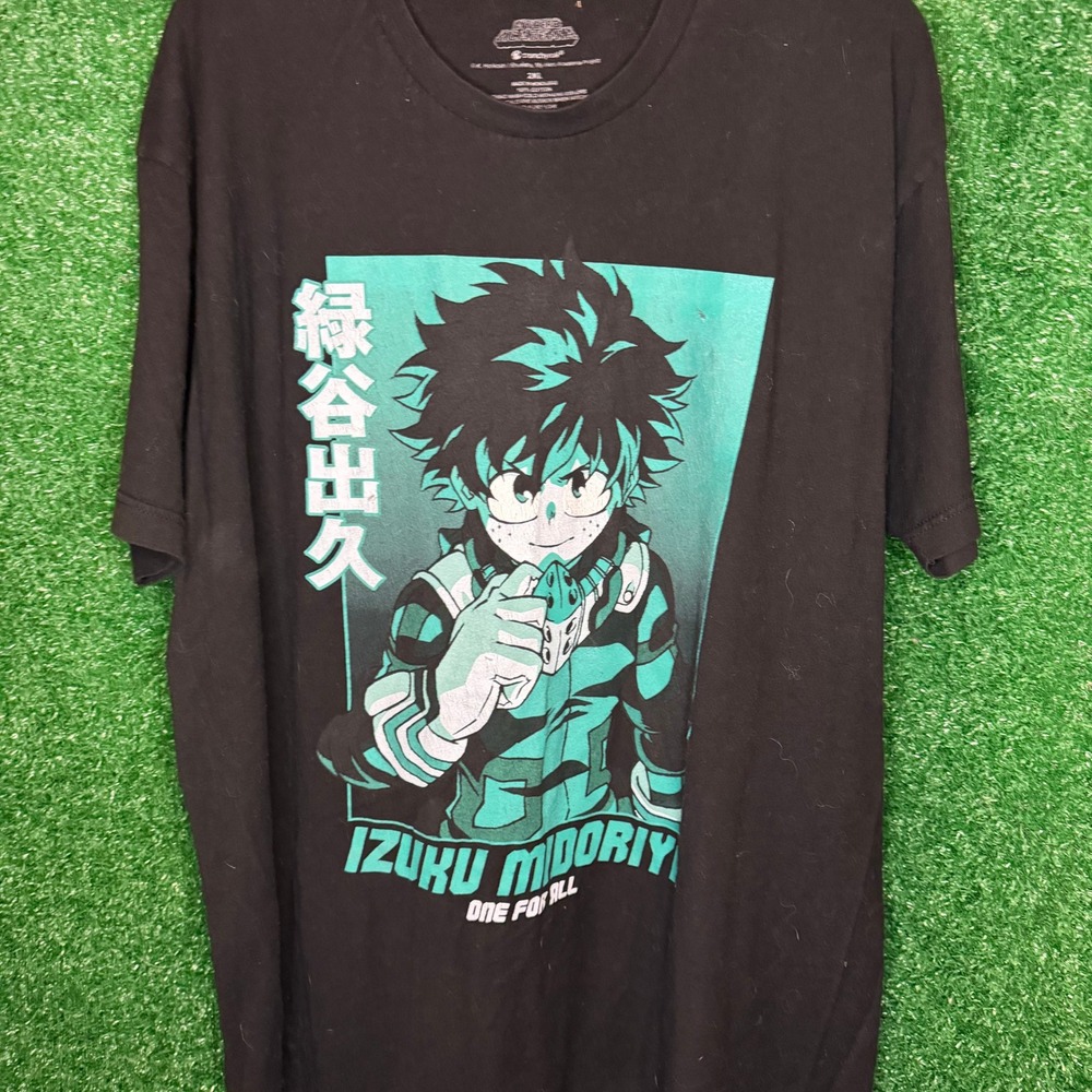 My Hero Academia Izuku Midoriya Deku One For All Anime T-Shirt Black 2XL